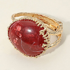 Bold Resin Stone Hinged Bangle Bracelet