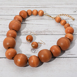 Wooden Ball Beaded Statement Necklace