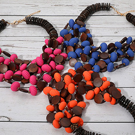 Bold Tribal Wooden Beaded Layered Statement Necklace
