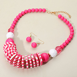 Chunky Resin Stripe Beaded Necklace