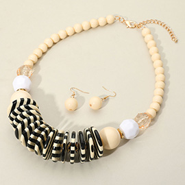 Chunky Resin Stripe Beaded Necklace