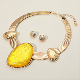 Bold Resin Stone Statement Necklace