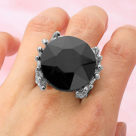 Metal Twig Detailed Round Stone Stretch Ring