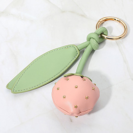 Faux Leather Plush Strawberry Keychain / Bag Charm