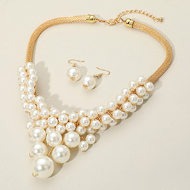 Pearl Cluster Beaded Statement Necklace