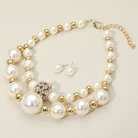 Chunky Pearl Layered Statement Necklace