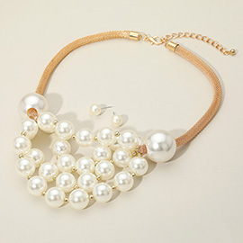 Pearl Cluster Beaded Statement Necklace