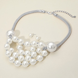 Pearl Cluster Beaded Statement Necklace