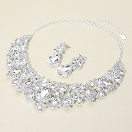 Teardrop Stone Cluster Embellished Evening Necklace
