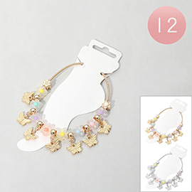 12PCS - Flower Butterfly Charm Beaded Stretch Anklets