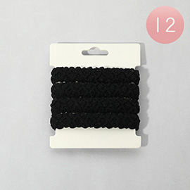 12 SET OF 4 - Plain Braided Stretch Hair Bands