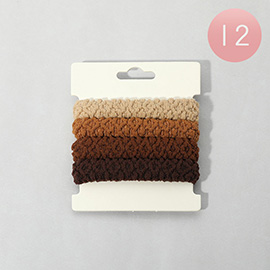 12 SET OF 4 - Plain Braided Stretch Hair Bands