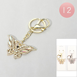 12PCS - Stone Embellished Butterfly Keychains