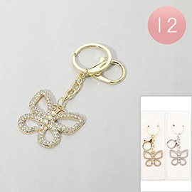 12PCS - Stone Paved Butterfly Keychains