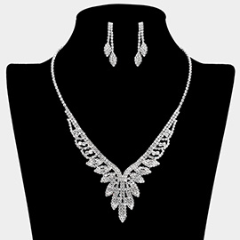 Rhinestone Paved Marquise V Shaped Necklace