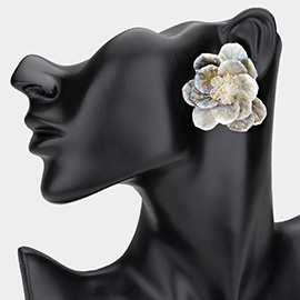 Faceted Beaded Bud Ombre Resin Petal Flower Earrings