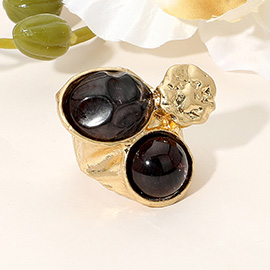 Abstract Chunky Stone Textured Stretch Ring