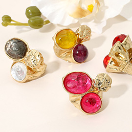 Abstract Chunky Stone Textured Stretch Ring