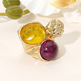 Abstract Chunky Stone Textured Stretch Ring