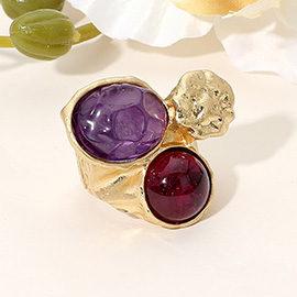 Abstract Chunky Stone Textured Stretch Ring
