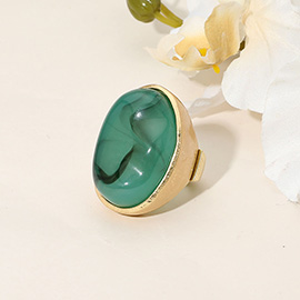 Marbled Oval Stone Stretch Ring