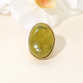 Marbled Oval Stone Stretch Ring