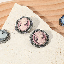 Vintage Cameo Stud Earrings