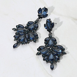 Glass Crystal Statement Dangle Evening Earrings