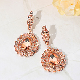 Teardrop Stone Accent Dangle Evening Earrings