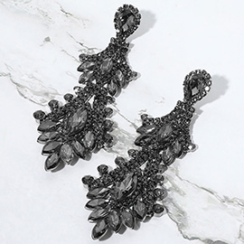 Marquise Stone Accented Dangle Evening Earrings