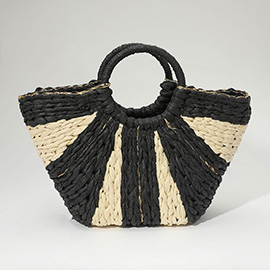 Woven Raffia Round Handle Tote Bag
