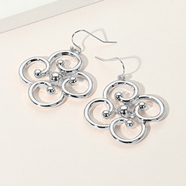 Metal Swirl Flower Dangle Earrings