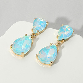 Double Teardrop Link Dangle Evening Earrings