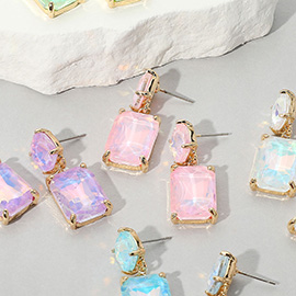 Square Rectangle Link Dangle Evening Earrings