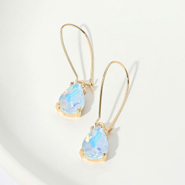 Teardrop Stone Cushion Dangle Earrings