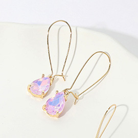Teardrop Stone Cushion Dangle Earrings