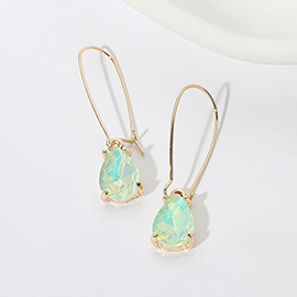 Teardrop Stone Cushion Dangle Earrings