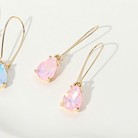 Teardrop Stone Cushion Dangle Earrings