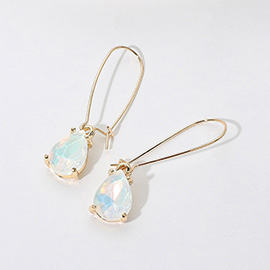 Teardrop Stone Cushion Dangle Earrings