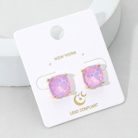 Cushion Square Stone Stud Evening Earrings