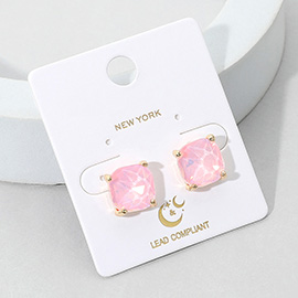 Cushion Square Stone Stud Evening Earrings