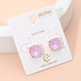 Round Stone Cushion Stud Earrings