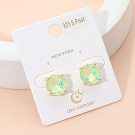 Round Stone Cushion Stud Earrings