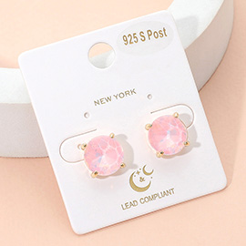 Round Stone Cushion Stud Earrings