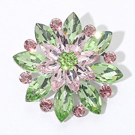 Marquise Stone Accented Flower Pin Brooch