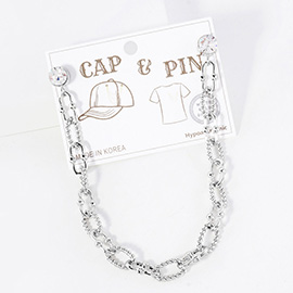 Gold Dipped Textured Industrial Chain Cap and Pin Charm