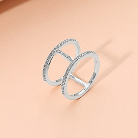 Stone Paved Double Band Open Ring