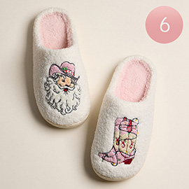 6Pairs - Santa Cowboy Boot Indoor Slippers