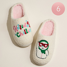6Pairs - Holiday Chillin Snowman Indoor Slippers