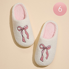 6Pairs - Ribbon Embroidery Point Cozy Indoor Slippers